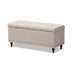 Kirklands Home Beige Tufted Upholstery Storage Ottoman Tan Discount