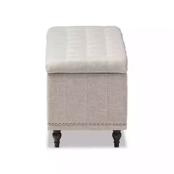 Kirklands Home Beige Tufted Upholstery Storage Ottoman Tan Discount