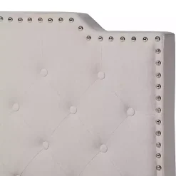Kirklands Home Beige Upholstered Button Tufted King Panel Bed Ivory Online