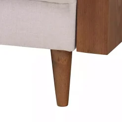 Kirklands Home Beige Upholstered Harley Walnut Sofa Tan Hot