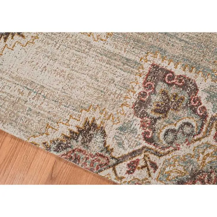 Kirklands Home Beige Vintage Medallion Round Area Rug, 6 ft. Brown Outlet