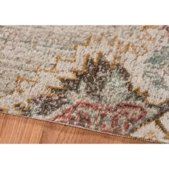 Kirklands Home Beige Vintage Medallion Round Area Rug, 6 ft. Brown Outlet