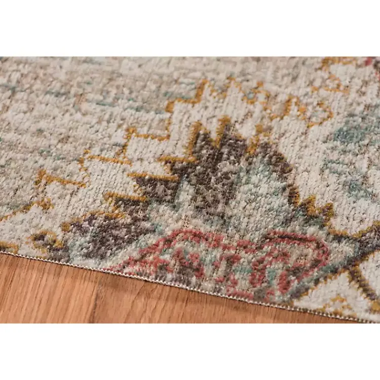 Kirklands Home Beige Vintage Medallion Round Area Rug, 6 ft. Brown Outlet