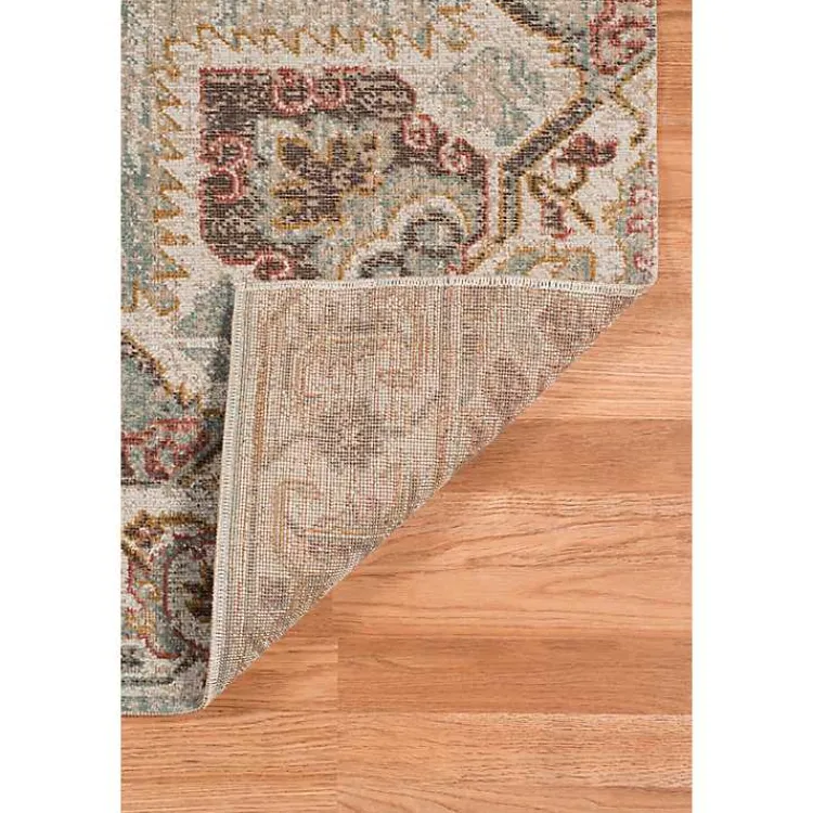 Kirklands Home Beige Vintage Medallion Round Area Rug, 6 ft. Brown Outlet