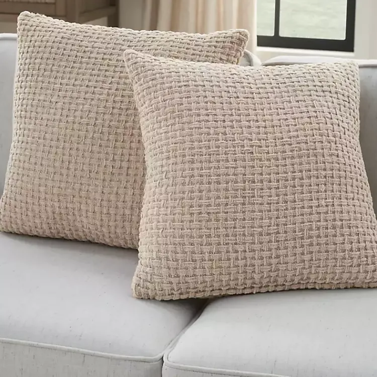 Pillows>Kirklands Home Beige Waffle Knit Chenille Throw Pillows, Set of 2 Tan