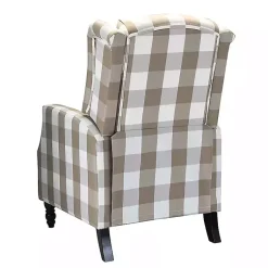 Kirklands Home Beige Windowpane Plaid Recliner Outlet