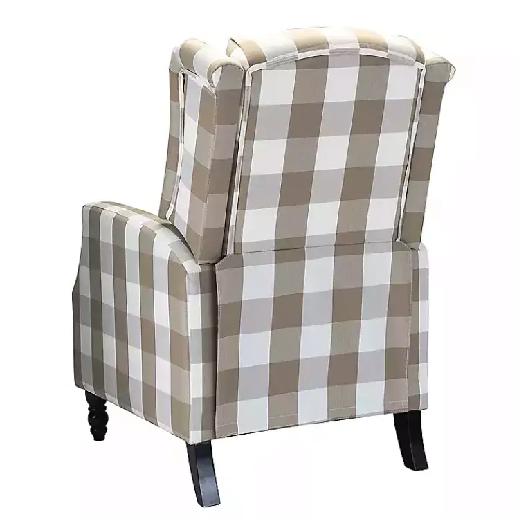 Kirklands Home Beige Windowpane Plaid Recliner Outlet