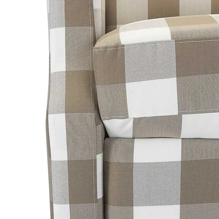 Kirklands Home Beige Windowpane Plaid Recliner Outlet