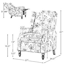 Kirklands Home Beige Windowpane Plaid Recliner Outlet