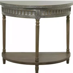 Kirklands Home Beige Wood and Metal Half Moon Console Table Tan Outlet