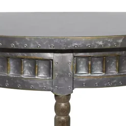 Kirklands Home Beige Wood and Metal Half Moon Console Table Tan Outlet