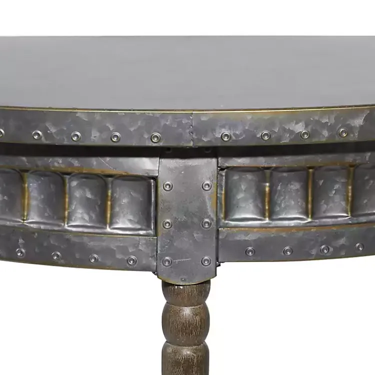Kirklands Home Beige Wood and Metal Half Moon Console Table Tan Outlet