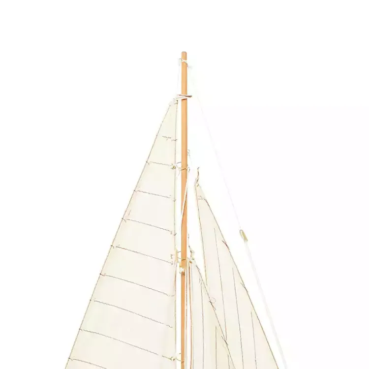 Statues & Figurines>Kirklands Home Beige Wood Coastal Sailboat, 21 in.