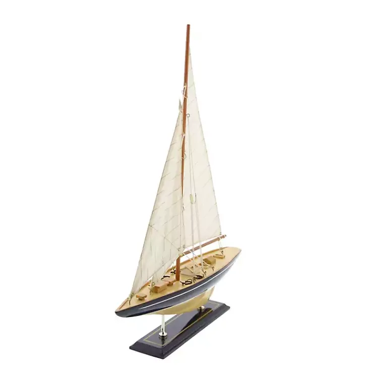 Statues & Figurines>Kirklands Home Beige Wood Coastal Sailboat, 21 in.