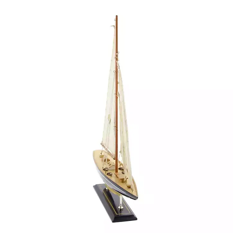 Statues & Figurines>Kirklands Home Beige Wood Coastal Sailboat, 21 in.