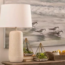 Kirklands Home Beige Woven Ceramic Wicker Table Lamp Ivory Sale