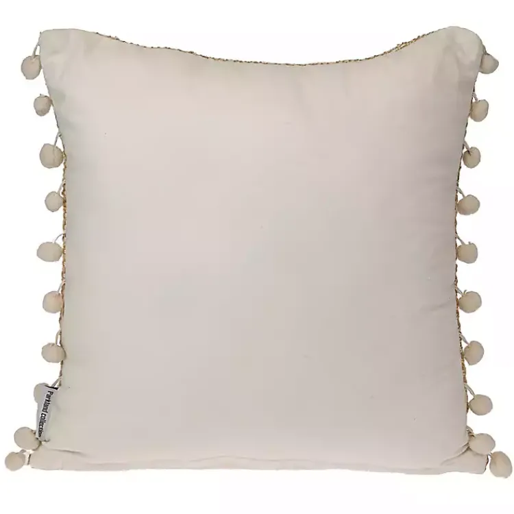 Pillows>Kirklands Home Beige Woven Pom Pom Pillow Tan