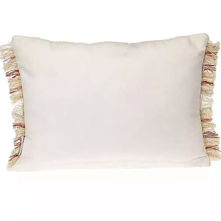 Pillows>Kirklands Home Beige Woven Red Stripes Lumbar Pillow Tan