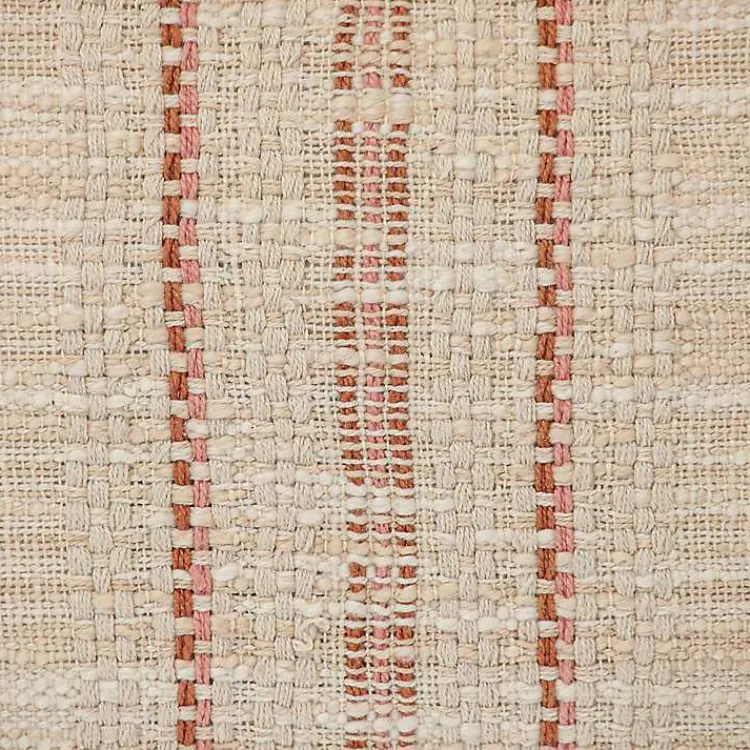 Pillows>Kirklands Home Beige Woven Red Stripes Lumbar Pillow Tan