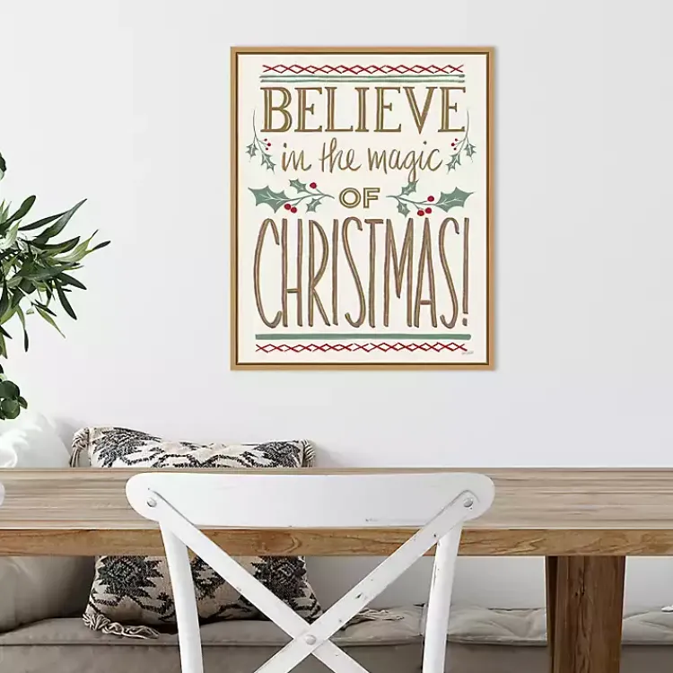 Christmas Art & Wall Decor>Kirklands Home Believe in the Magic Christmas Canvas Wall Plaque