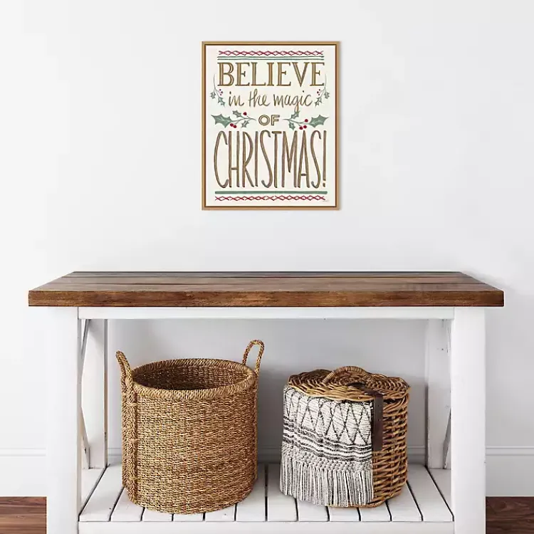 Christmas Art & Wall Decor>Kirklands Home Believe in the Magic Christmas Canvas Wall Plaque
