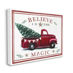 Christmas Art & Wall Decor>Kirklands Home Believe in the Magic Truck Canvas Wall Plaque