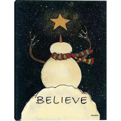 Christmas Art & Wall Decor>Kirklands Home Believe Snowman Canvas Art Print