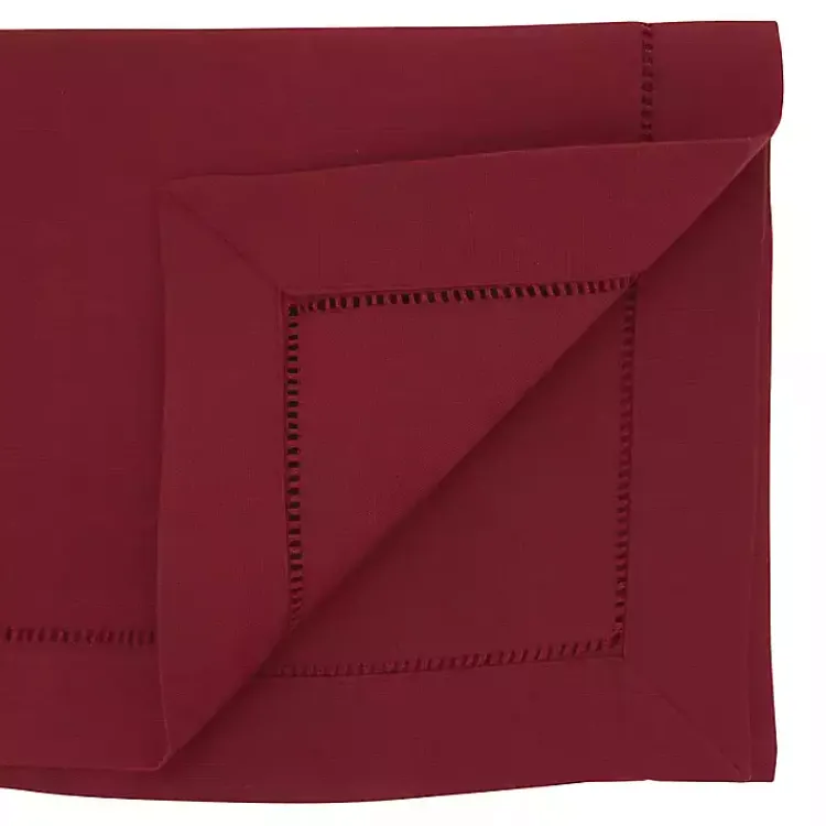 Kirklands Home Berry Hemstitch Border Table Runner Red Clearance