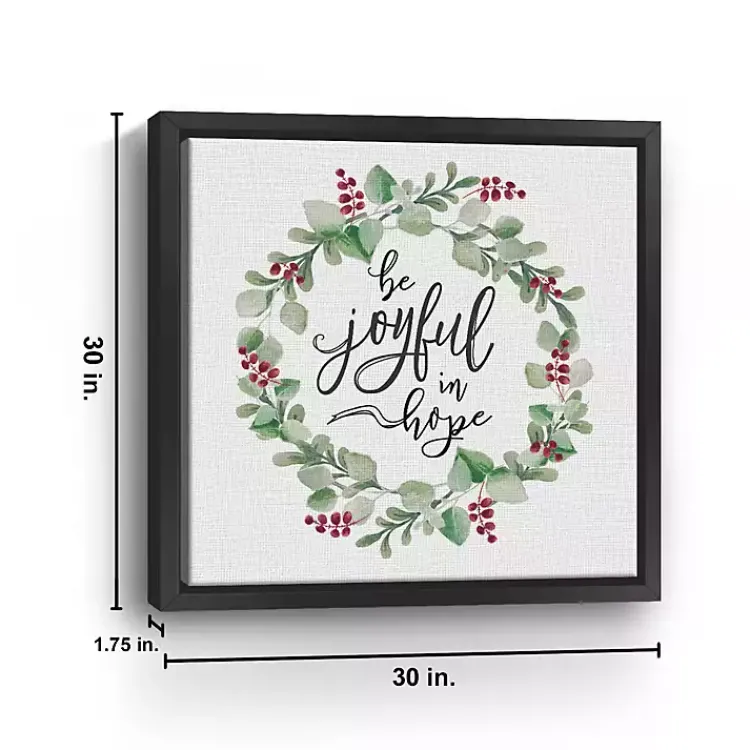 Christmas Art & Wall Decor>Kirklands Home Berry Wreath Be Joyful Framed Canvas Art Print White