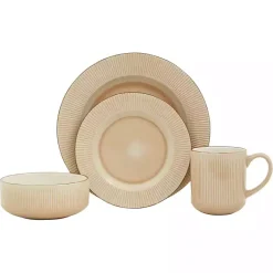 Kirklands Home Betsy Cream Ribbed 16-pc. Dinnerware Set Tan Outlet