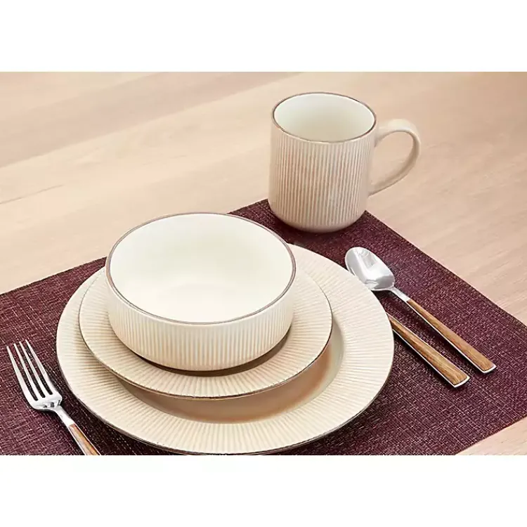 Kirklands Home Betsy Cream Ribbed 16-pc. Dinnerware Set Tan Outlet