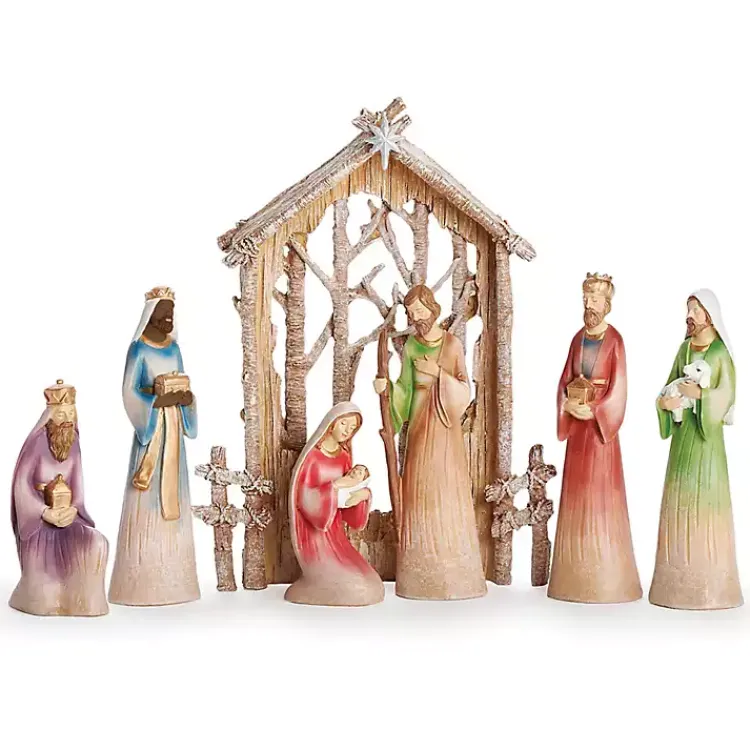 Christmas Decorations>Kirklands Home Birch Backdrop 7-pc. Nativity Scene Figurines
