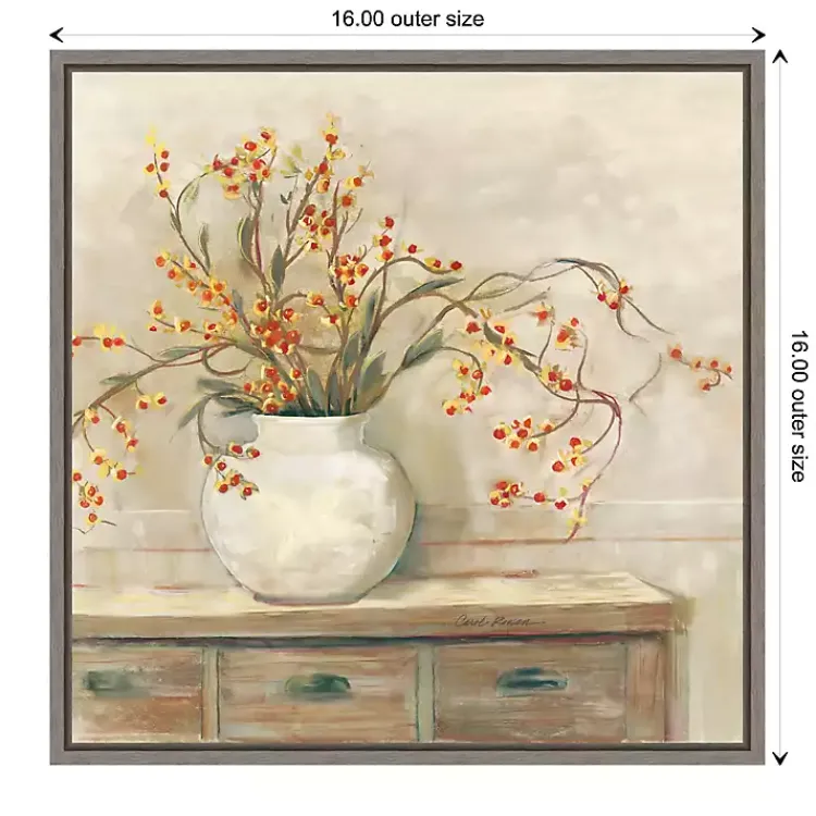 Kirklands Home Bittersweet Bouquet Framed Canvas Art Print Tan New