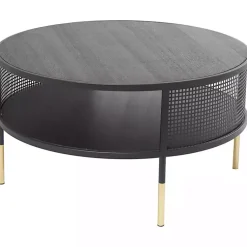 Kirklands Home & Gold Metal Mesh Round Coffee Table Black