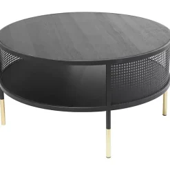 Kirklands Home & Gold Metal Mesh Round Coffee Table Black