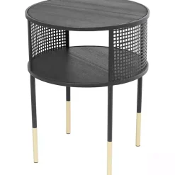 Kirklands Home & Gold Metal Mesh Round Accent Table Black New