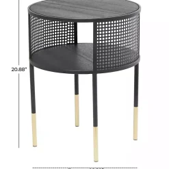 Kirklands Home & Gold Metal Mesh Round Accent Table Black New