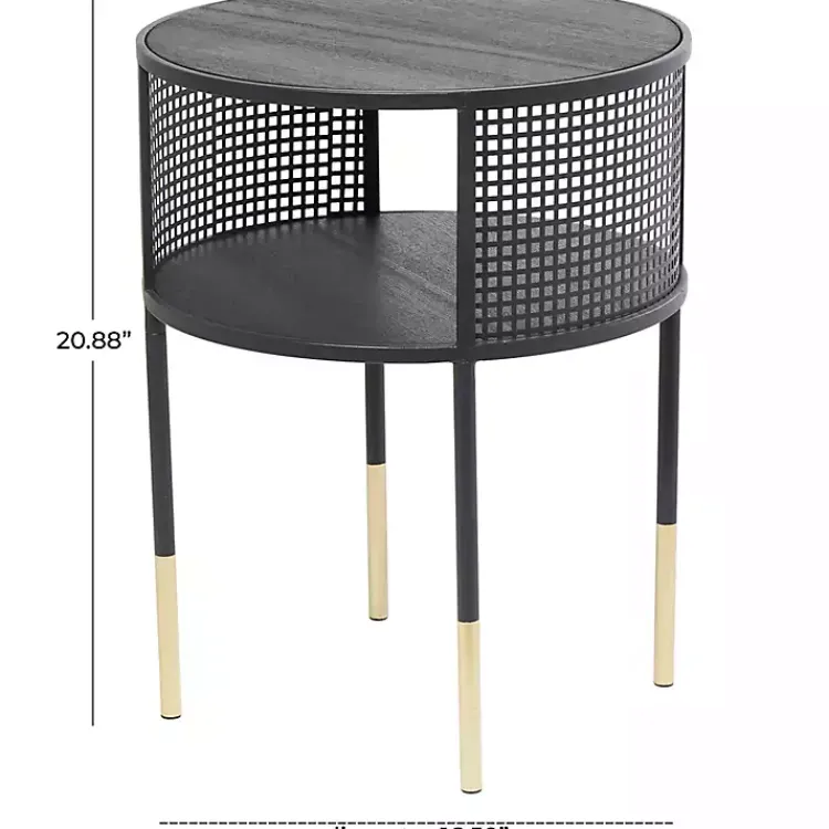 Kirklands Home & Gold Metal Mesh Round Accent Table Black New