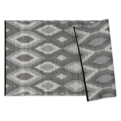 Kirklands Home Black & Gray Diamond Stripe Outdoor Area Rug, 4x6