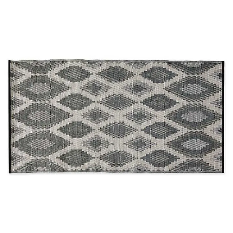 Kirklands Home Black & Gray Diamond Stripe Outdoor Area Rug, 4x6