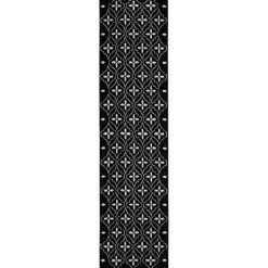 Kirklands Home Black & Ivory Quatrefoil Indoor/Outdoor Runner Clearance