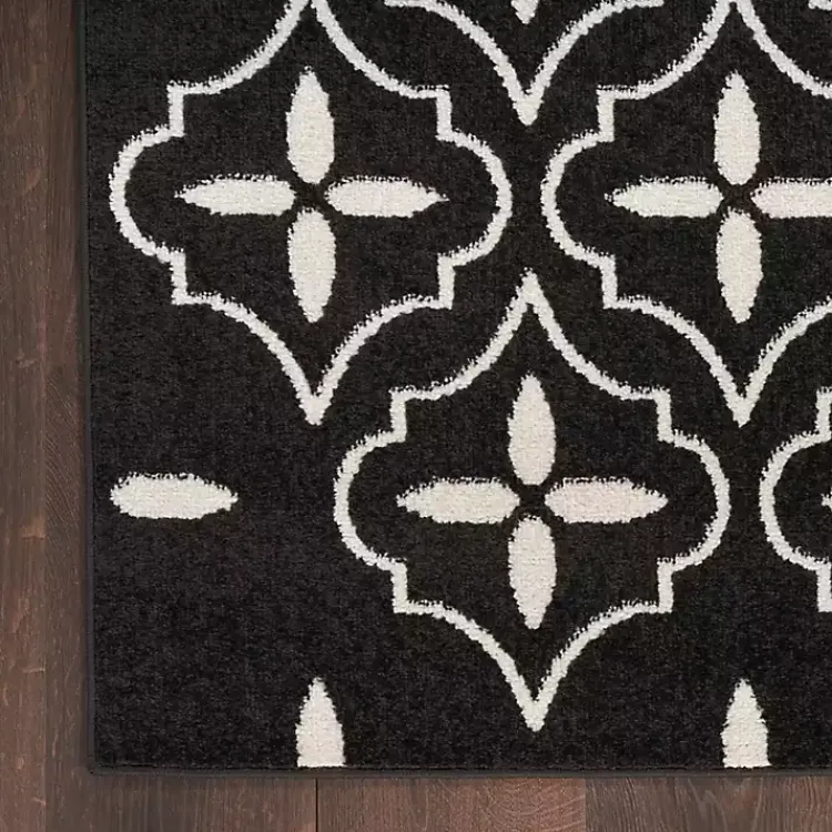 Kirklands Home Black & Ivory Quatrefoil Indoor/Outdoor Runner Clearance