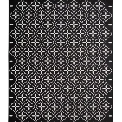 Kirklands Home Black & Ivory Quatrefoil Indoor/Outdoor Rug, 5x7 Clearance