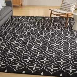 Kirklands Home Black & Ivory Quatrefoil Indoor/Outdoor Rug, 5x7 Clearance