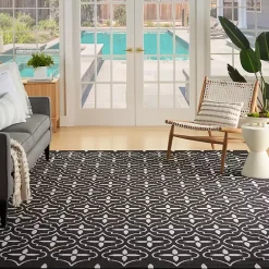 Kirklands Home Black & Ivory Quatrefoil Indoor/Outdoor Rug, 5x7 Clearance