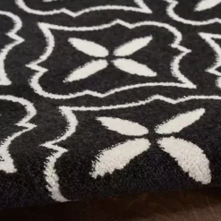 Kirklands Home Black & Ivory Quatrefoil Indoor/Outdoor Rug, 5x7 Clearance