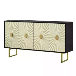 Kirklands Home Black & Ivory Sunburst 4-Door Sideboard Best