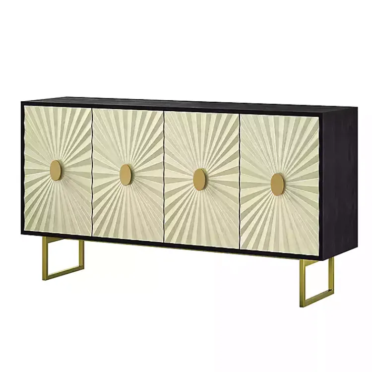 Kirklands Home Black & Ivory Sunburst 4-Door Sideboard Best