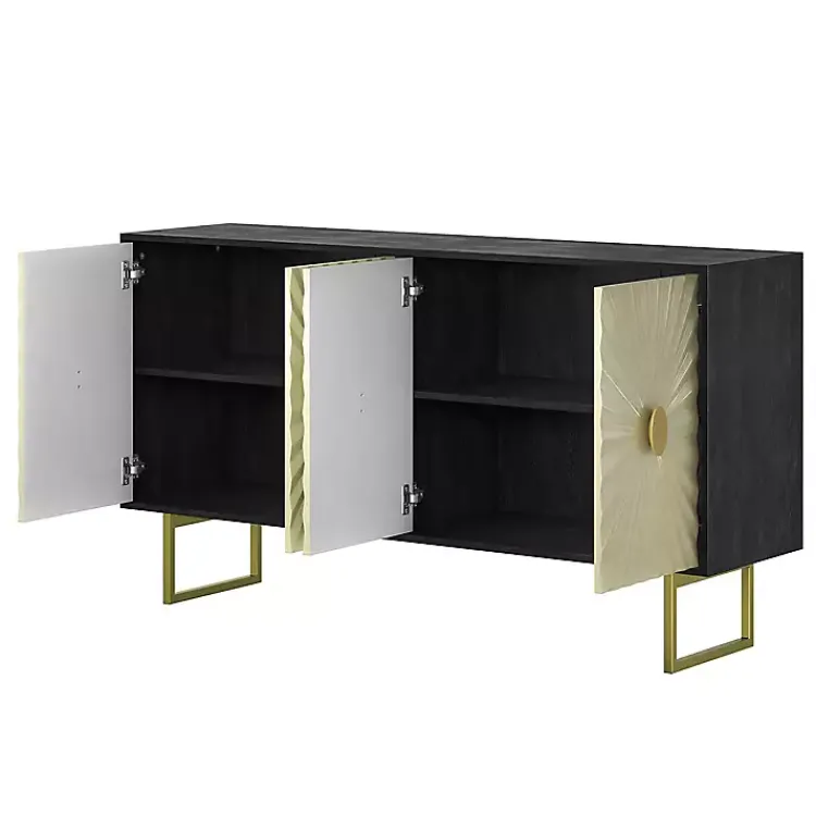 Kirklands Home Black & Ivory Sunburst 4-Door Sideboard Best