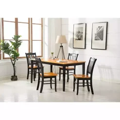 Kirklands Home Black & Oak Wood Shaker Dining Chairs, Set of 2 Brown Best